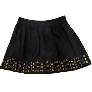 Central Park West Women's Black 100% Silk Studded Mini Skirt